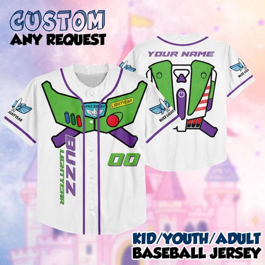 Discover Custom Disney Toy Story Buzz Lightyear Baseball, Custom Kids, Youth, Adult Disney Baseball Jersey Outfits Cute Pixar Toy Story Gift For Fan