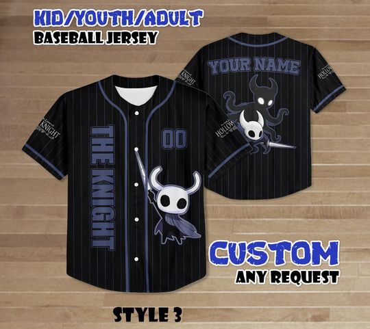 Custom The Knight Hollow Knight Baseball Jersey, Indie Game Character Tee, Video Game Gift, Silksong Mystic Shirt