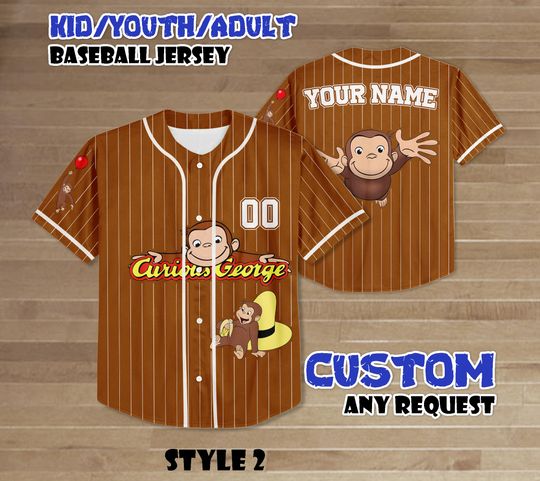 Discover Custom Curious George Birthday Baseball Jersey, Personalized Curious George Birthday Shirt, Birthday Matching Shirt Curious George Family