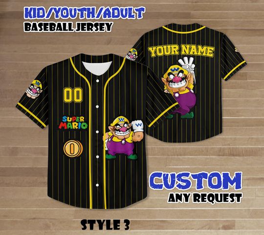 Discover Custom Wario Baseball Jersey, Super Mario Team Outfit, Game Characters Shirt
