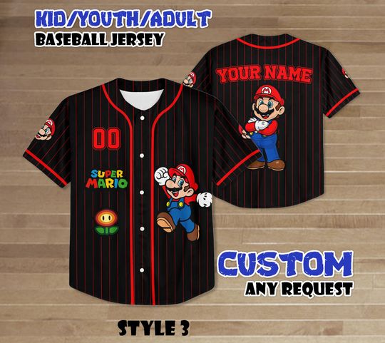 Discover Custom Mario Baseball Jersey, Super Mario Team Outfit, Game Characters Shirt