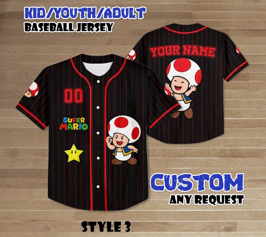 Discover Custom Toad Baseball Jersey, Super Mario Team Outfit, Epic Universe Kids Shirt