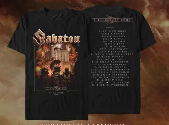 Discover SALE 30% Sabaton Legendary Tour 2026 T-Shirt Reprint for Fans Reprint Gildan