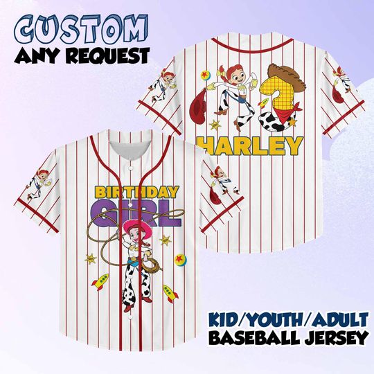 Discover Personalized Toy Story Birthday Girl Baseball Jersey, Toy Story Birthday Baseball Jersey, Birthday Girl Jersey Shirt, Gift for Kids