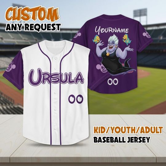 Ursula Villain Disney Jersey Shirt, Ursula Little Mermaid Disney Jersey Shirt, Disney Baseball Jersey Sports, Birthday Gifts For Ursula Fans
