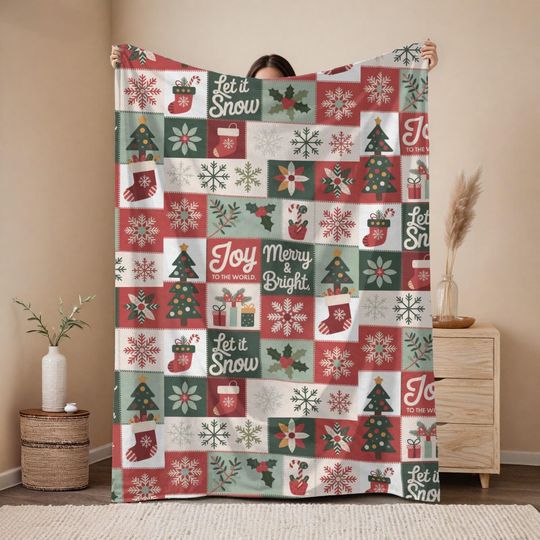 Discover Holiday Velveteen Blanket - Joyful Christmas Plush Throw
