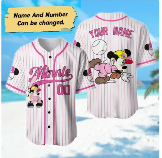 Discover Personalized Minnie Mouse 3D Baseball Jersey Shirt