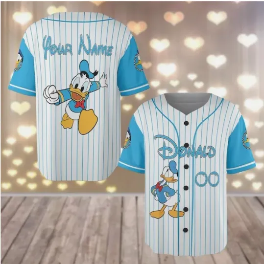 Discover Personalized Donald Duck Cartoon Baseball Jersey Shirt