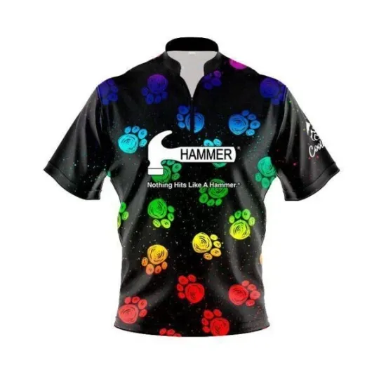 Discover New!!! Bowling Hammer Puppy Paw Rainbow Zip Bowling Jersey