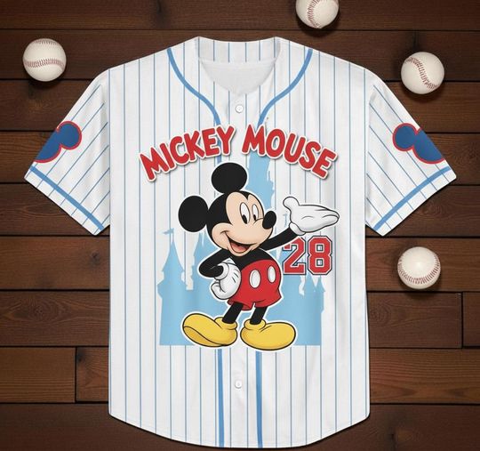 Discover Personalize Disney Vintage Mickey Mouse Jersey, Custom Retro Disney Baseball Shirt, Kid Youth Adult, Mickey Birthday Gift