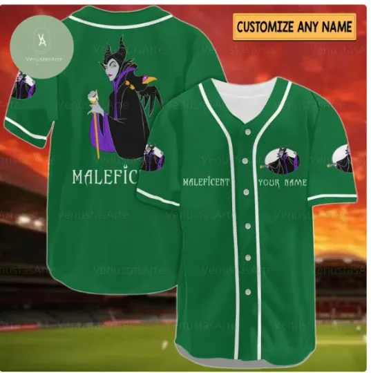 Discover Halloween Maleficent GREEN 3D Baseball Jersey Shirt HALLOWEEN GIFT BEST PRICE