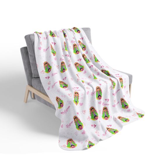 Hearts of Grace: Personalized Virgin Mary Blanket