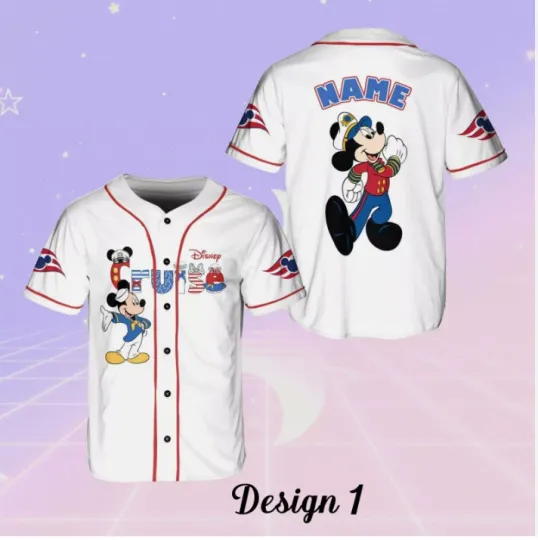 Discover Personalized Mickey & Friends Crew Let's Cruise Trip  3D Baseball Jersey Shirt