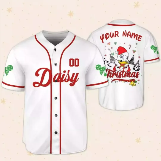Discover Personalized Merry Christmas Cute Daisy Duck Happy 3D Baseball Jersey Shirt