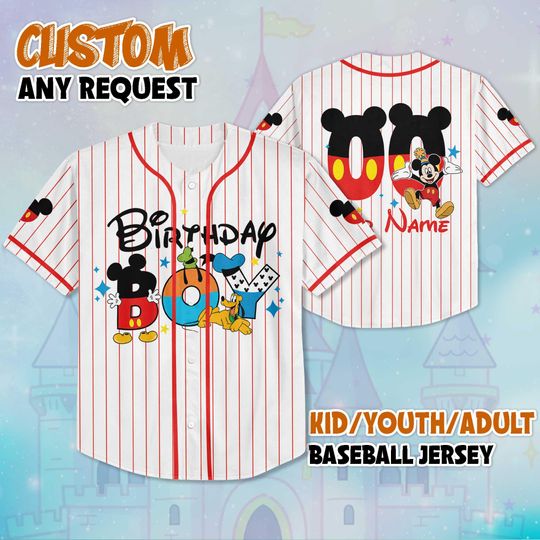 Discover Personalized Disney Birthday Boy Baseball Jersey, Disney Kids Custom Jersey, Birthday Party Tee, Disneyland Birthday Trip