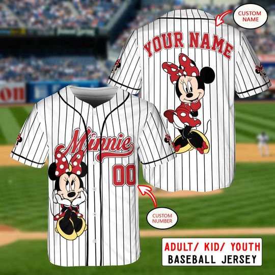 Discover Custom Disney Minnie Mouse Collection Baseball Jersey, Disney Minnie Mouse Jersey, Disneyland Baseball Team Matching Outfit, Birthday Gift
