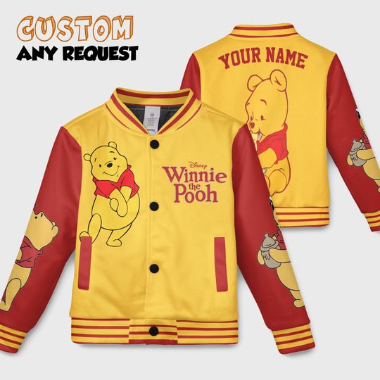 Discover Custom Disney Winnie The Pooh Varsity Jacket, Kid Varsity Jacket, Pooh Bear Disney Jacket, Baseball Team Outfit, Disney Uniform Varsity