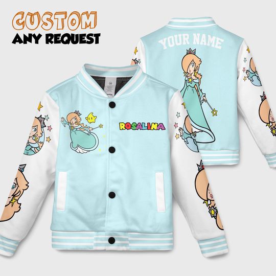 Custom Rosalina Princess Super Mario Varsity Jacket , Nintendo Super Mario Shirt