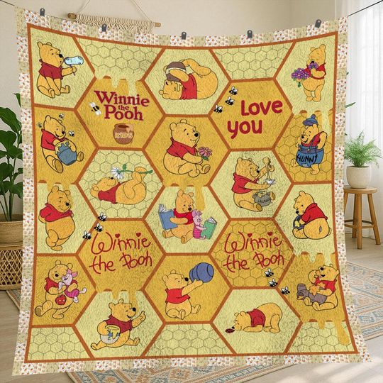 Discover Winnie The Pooh Vintage Fleece Blanket for Christmas and Gift