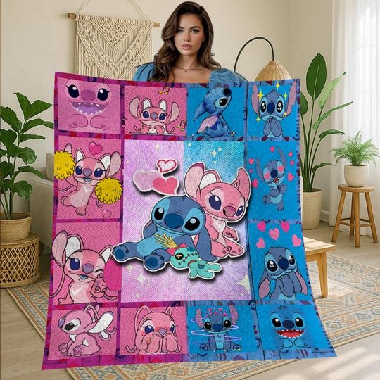 Discover Lilo and Stitch Vintage Fleece Blanket for Christmas