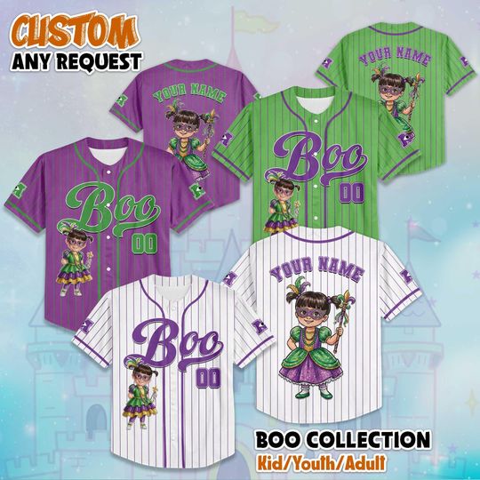 Discover Personalized Boo Mardi Gras Baseball Jersey, Disney Monsters Inc James Sullivan Jersey, Disneyland Baseball Team Outfit, Birthday Gift