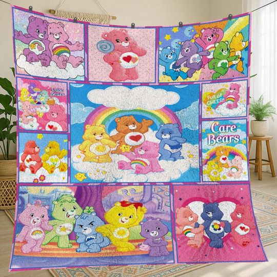 Discover Care Bears Vintage Personalized Fleece Blanket, Care Bears Christmas Fleece Blanket, Personalized Fleece Blanket, Christmas Gift