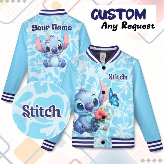 Discover Custom Disney Stitch Baseball Jacket, Stitch Varsity , Disney Stitch Jacket, Disney Trip Streetwear Jacket, Stitch Love Shirt