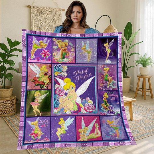 Discover Tinker Bell Vintage Personalized Fleece Blanket, Tinker Bell Christmas Fleece Blanket, Personalized Fleece Blanket, Christmas Gift
