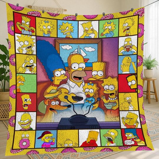 The Simpsons Family Vintage Fleece Blanket for Home & Living