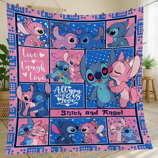 Discover Lilo and Stitch Vintage Fleece Blanket for Christmas Gift