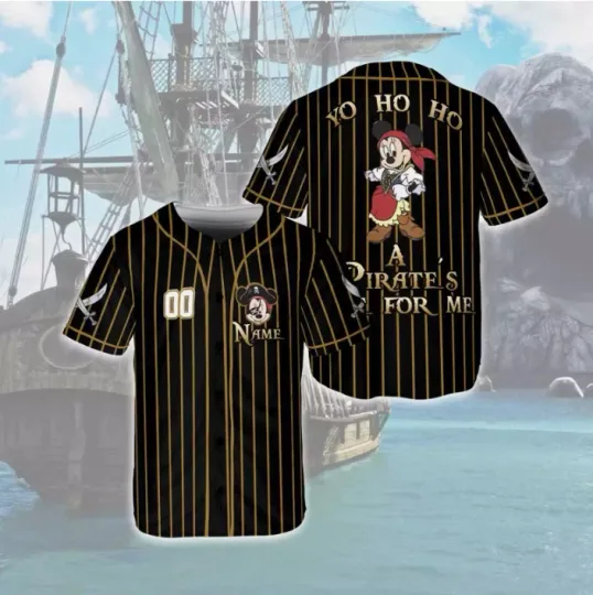 Discover Personalized Mickey & Friends A Pirate's Life For Me 3D Baseball Jersey Shirt