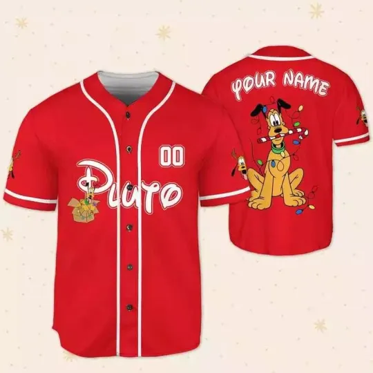 Discover Personalized Pluto Dog With Candy Cane Merry Christmas 3D Baseball Jersey Shirt