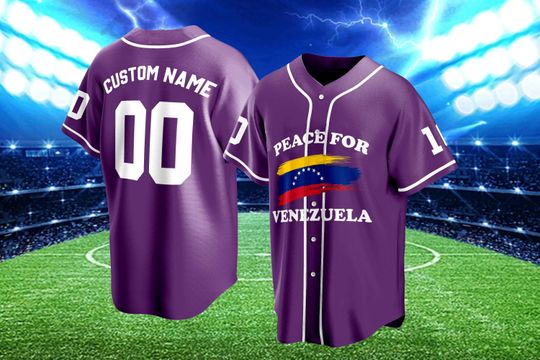 Discover Personalized Venezuela Baseball Jersey,Peace For Venezuela,Custom Name Number Shirt,I Stand With Venezuela Jersey.