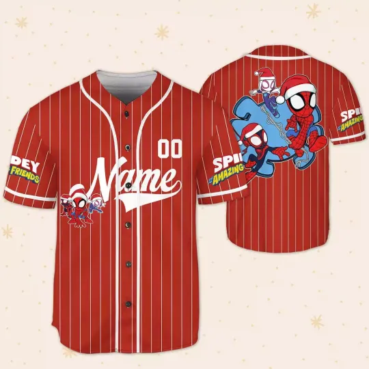 Discover Personalized Spidey And His Amazing Friends Christmas 3D Baseball Jersey Shirt