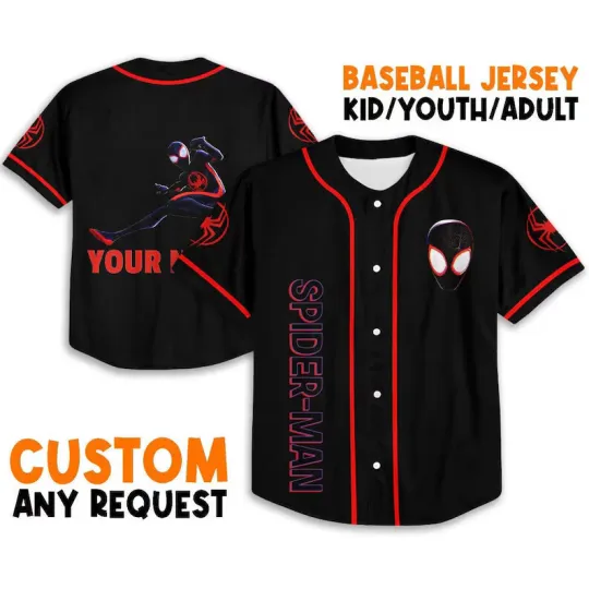 Discover Personalize Spider Man Across the Spider Verse Jumping 3D Baseball Jersey Shirt