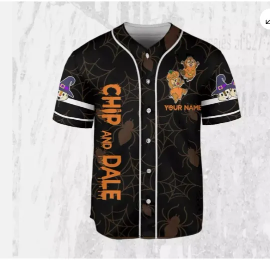 Discover Personalized Funny Chip And Dale Happy Halloween 3D Baseball Jersey Shirt