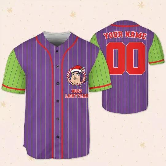 Discover Personalized Toy Story Buzz Lightyear Xmas Baseball Jersey Shirt