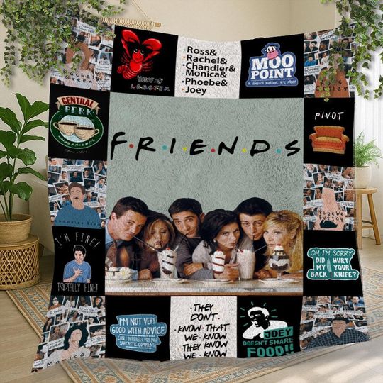 Friends TV Show Fleece Blanket, Christmas Gift, Vintage Cozy Couch Throw