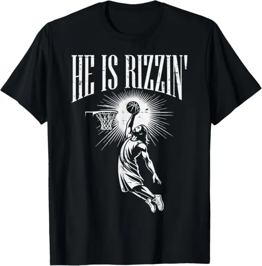 Discover Easter He Is Rizzin Christian Religious Boys Kids Men Teen T-Shirt
