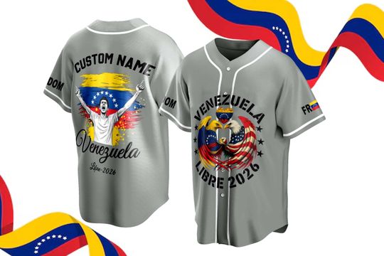 Discover Venezuela Libre 2026 Baseball Jersey, Custom Name Shirt, Venezuelan Flag Eagle , Freedom Venezuela Jersey Gift