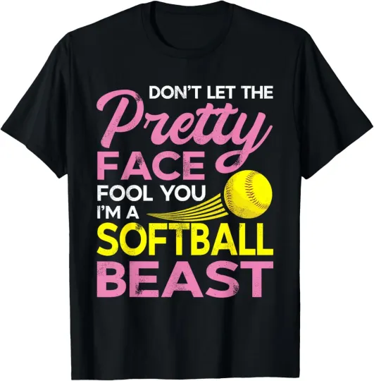 Discover Funny Softball Girl with Pretty Face T-Shirt