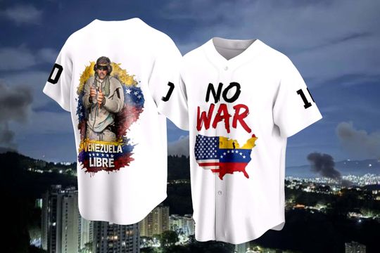 Discover No War Baseball Jersey, Venezuela Libre Peace Shirt, Stand for Freedom Jersey, Patriotic Venezuela Jersey.
