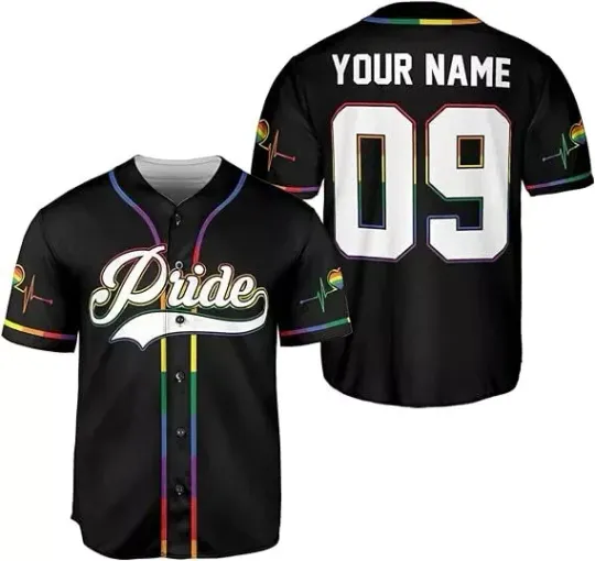 Discover LGBT Pride Custom Rainbow Month Love is Love 5 3D Baseball Jersey Shirt US Size
