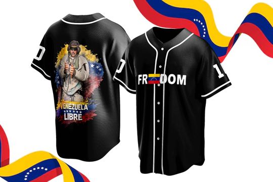 Discover Freedom Baseball Jersey, We Stand With Venezuela, Libre Peace Baseball , Patriotic Venezuela Jersey.