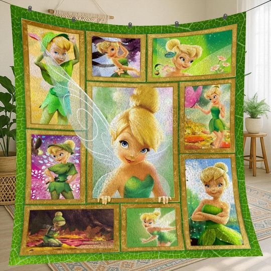 Discover Tinker Bell Vintage Personalized Fleece Blanket, Tinker Bell Christmas Fleece Blanket, Personalized Fleece Blanket, Christmas Gift