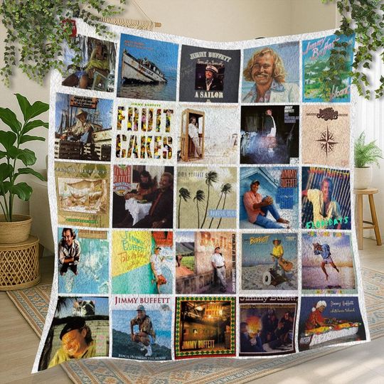 Discover Jimmy Buffett Vintage  Fleece Blanket, Christmas Fleece Blanket, Customizable Holiday Gift