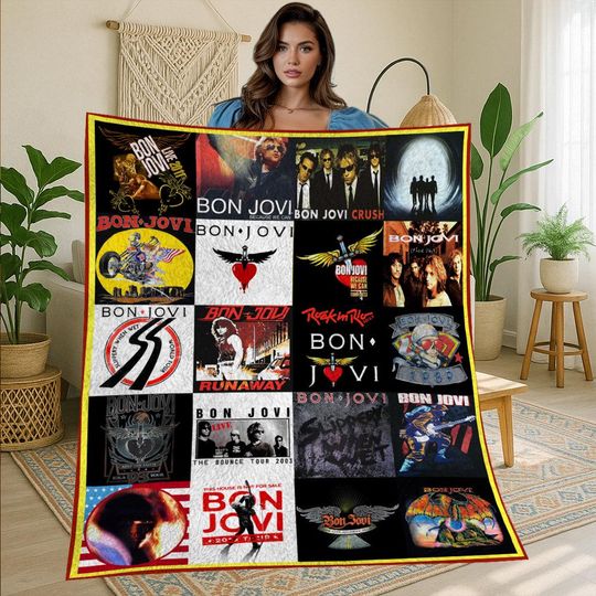 Discover Bon Jovi Vintage Fleece Blanket for Home & Living