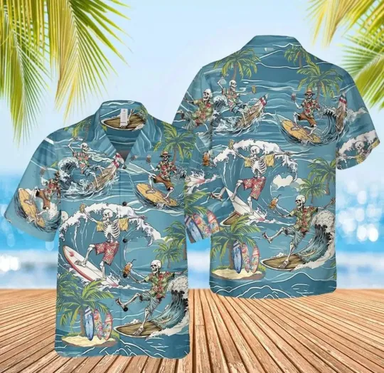 Discover Skeleton Summer Hawaiian Shirt, Gift for Fan