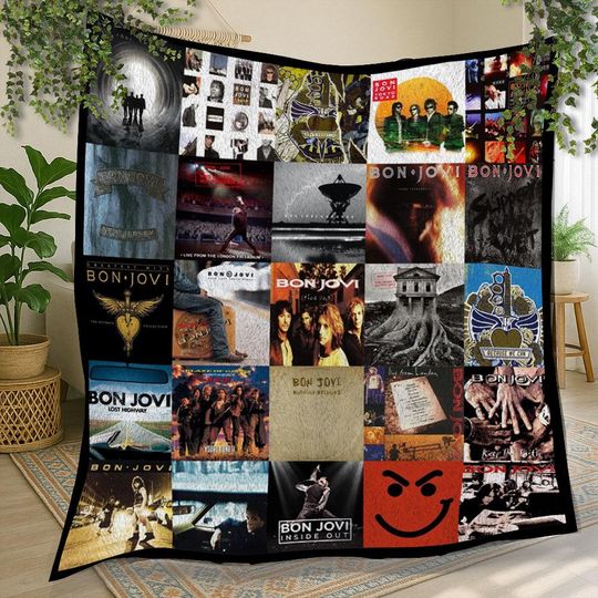 Discover Bon Jovi Vintage Fleece Blanket, Christmas Fleece Throw, Holiday Blanket