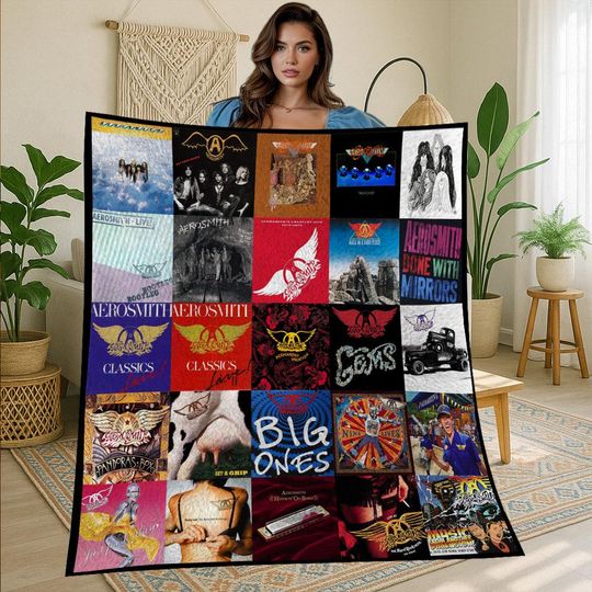 Discover Aerosmith Vintage Personalized Fleece Blanket for Home and Living Christmas Gift